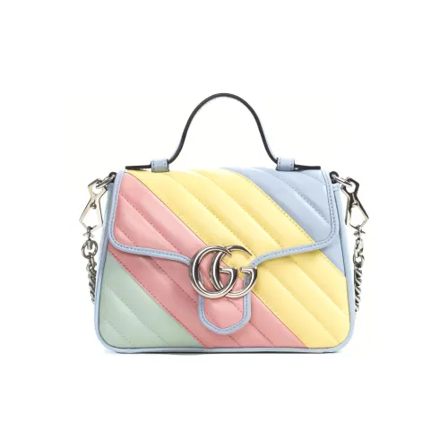 GUCCI Marmont Коровья кожа Курьерская сумка Цепочка Портативный Сумки через плечо Сумка через плечо Мини Женская Многоцветная