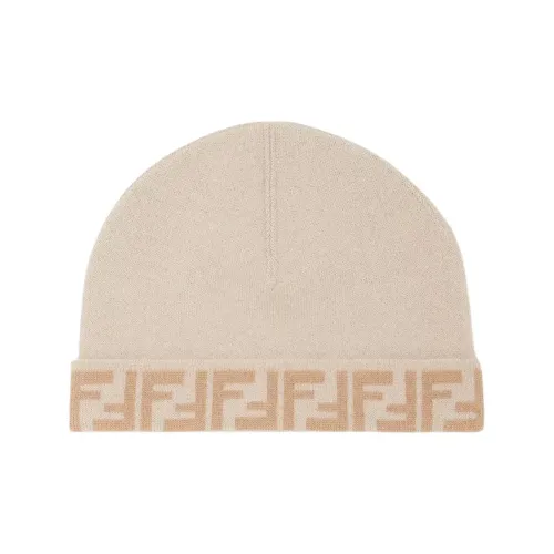 FENDI Детская ШапкаДвусторонняя Детская Шапка Из Шерсти Бежевого Цвета