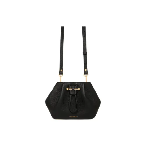 Strathberry Рельефная Телячья Кожа Сумка через плечо Сумка на плечо Женская Черная