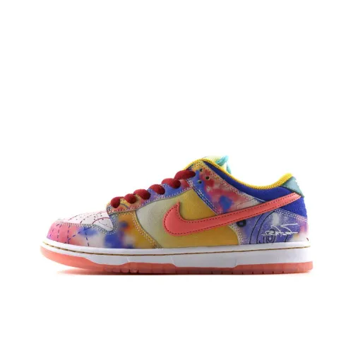 Futura x Nike Dunk SB Low Топ Скейтборд Кроссовки Унисекс Красный Белый Синий Желтый