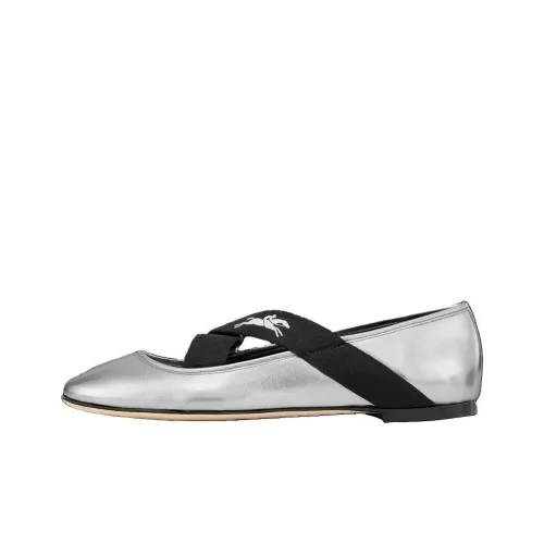 LONGCHAMP Энергия Туфли Мэри Джейн с плоской подошвой Женские Серебряные