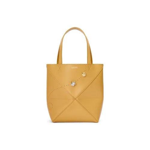 LOEWE Блестящая сумка Tote из коровьей кожи сумка для покупок мини-сумка женская пустыня желтый