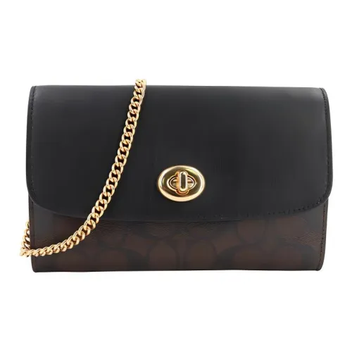 COACH Кожа Холст Сумка через плечо Сумка на плечо Женская Черная