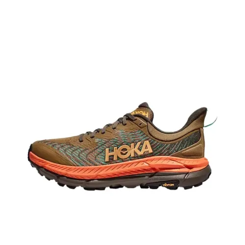 HOKA ONE ONE Mafate Speed 4 Slip-Resistant Low-Top Trail Running Shoes Men's Pumpkin