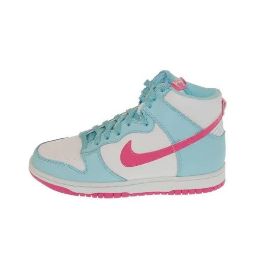 Nike Dunk High Slip Resistant Abrasion Resistant High Top Скейтборд Кроссовки GS Белый Синий Розовый