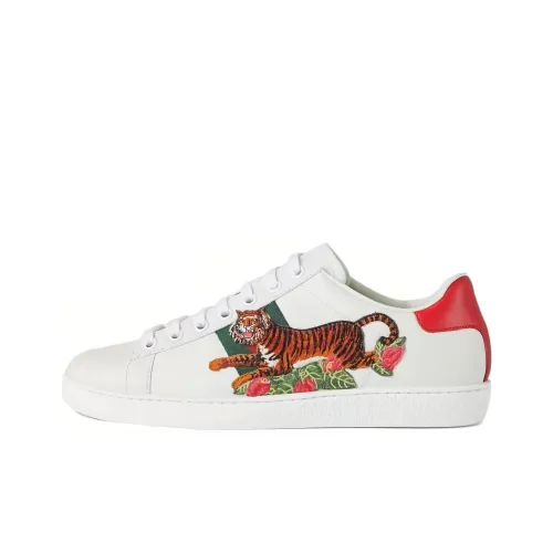 GUCCI Ace Тигр Год Коллекция Низкий Топ Стильные Скейтбординги Женские Белые