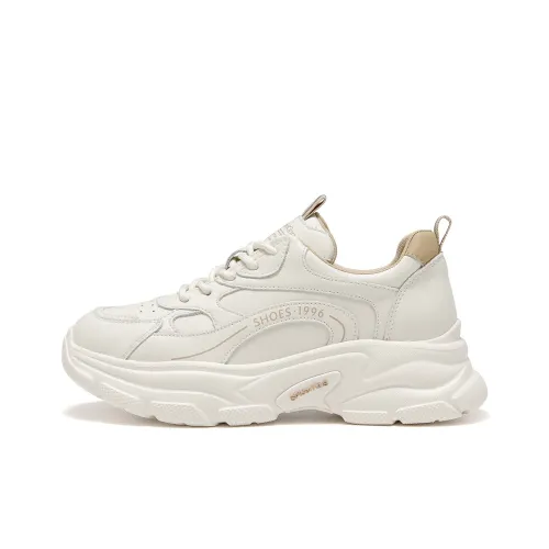 Spider King Low Топ Кроссовки с Толстой Подошвой Женские Бежевые