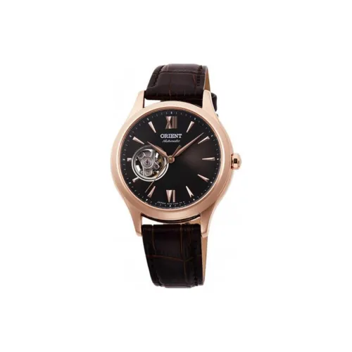 ORIENT Механический механизм Кожаный ремешок Часы 42,6*32,9 мм Женские часы Черный циферблат