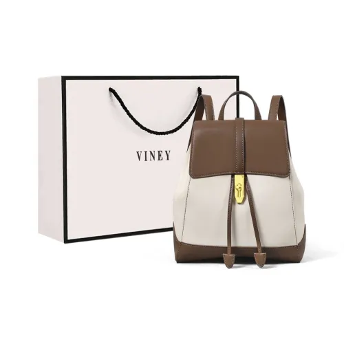 VINEY Рюкзак из коровьей кожи с синтетической кожей большой женский белый и кофейный