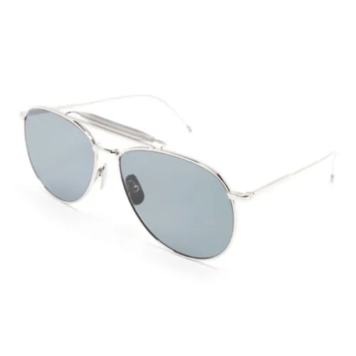 THOM BROWNE· Титан Ацетат Aviator Солнцезащитные очки Мужские Серебряные