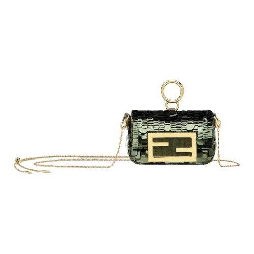 FENDI Baguette Полиэстер Сумка через плечо Сумка через плечо Мини Женская Зеленая