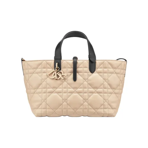 DIOR Toujours Экстра-большая плетеная узорная сумка из коровьей кожи среднего размера женская бренд ROPE цвета бежевый и черный