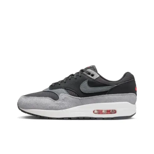 Nike Air Max 1 Low Топ Беговые кроссовки Унисекс Черный Серый