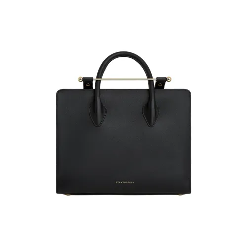 Strathberry Телячья кожа Тоут Сумка Сумка для покупок Сумка через плечо Сумка среднего размера Женская Черная