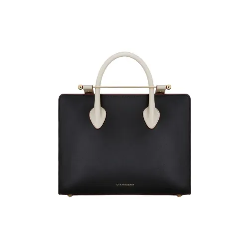 Strathberry Коровья кожа Тоут Сумка Сумка для покупок Сумка через плечо Сумка среднего размера Женская Черная и Белая