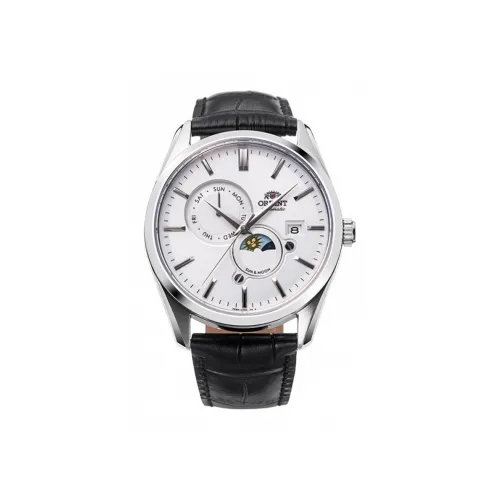 ORIENT Автоматический Ручной Механизм Кожаный Ремешок Часы 48 мм Мужские Часы Белый Циферблат