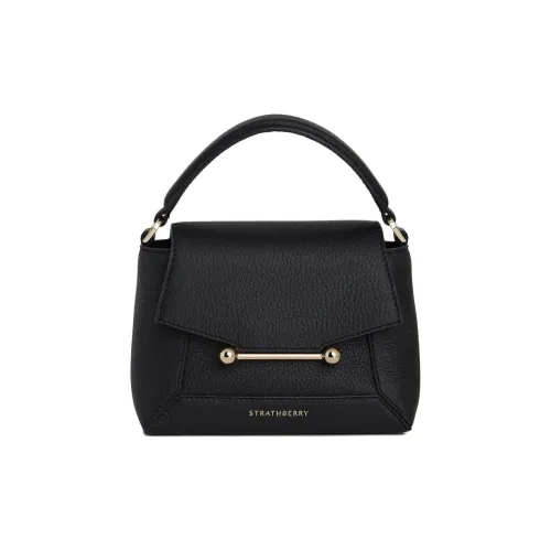 Strathberry Рельефная Телячья Кожа Сумка через плечо Сумка Нано Женская Черная