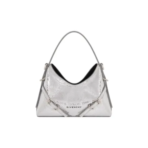 Givenchy Voyou Ламинированная кожа Сумка через плечо Сумка Нано Женская Светлая Серебряная