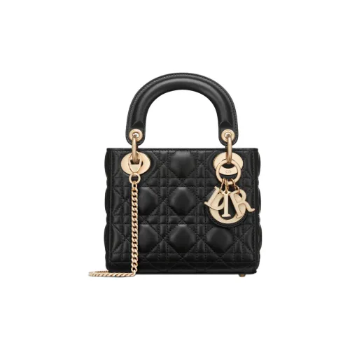 DIOR Lady Dior Sheepskin Сумка Lady Dior Сумка через плечо Сумка мини Женская Черный Молочный Белый