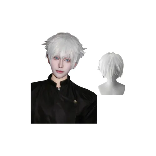 GLUNA Белый Перука Короткие волосы Полная голова COVER