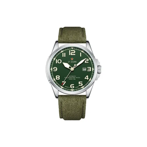 GIGIDIDI Автоматический механический механизм холст ремешок часы для мужчин зеленый циферблат