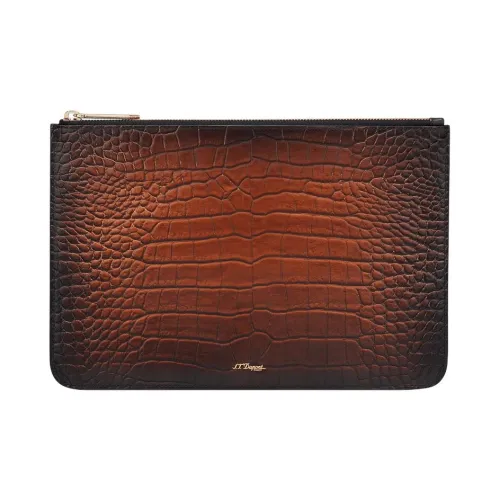 S. T.DUPONT Полноцветочный клатч из телячьей кожи унисекс коричневый