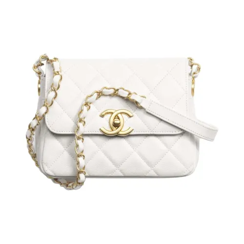 CHANEL Рельефный Яркий Телячья Кожа Сумка через плечо Мини Женская Белая