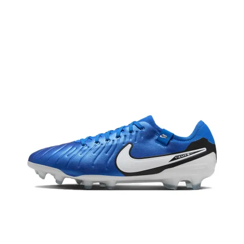 Nike Tiempo Legend 10 Slip-Resistant Abrasion-Resistant Football Cleats Unisex Blue White Найк Тайме Легенд 10 Противоскользящие Устойчивые к Износу Футбольные Бутсы Унисекс Синий Белый