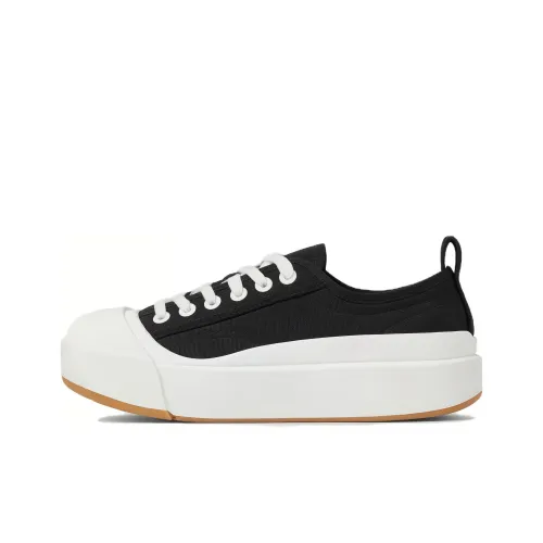 Bottega Veneta Vulcan Low-Top Canvas Shoes Black/White Women's