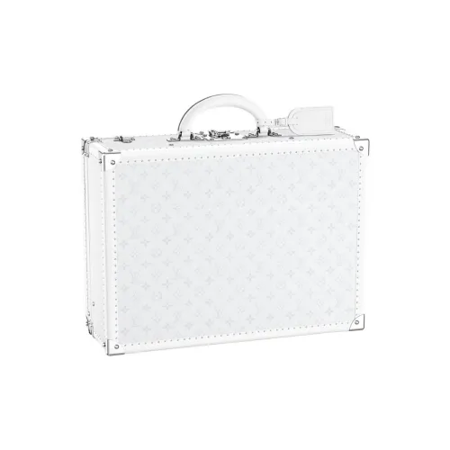 LOUIS VUITTON Bisten Boreal Кожа с Покрытым Холстом Твердый Чехол Хранение Коробка Унисекс Белый