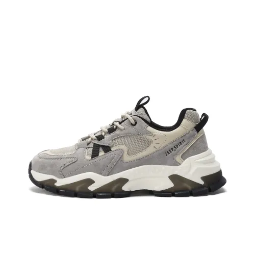 JEEP SPIRIT Black Myth Устойчивый к истиранию Дышащий Удобный низкий топ Толстая подошва Мужские кроссовки Светло-песочного цвета