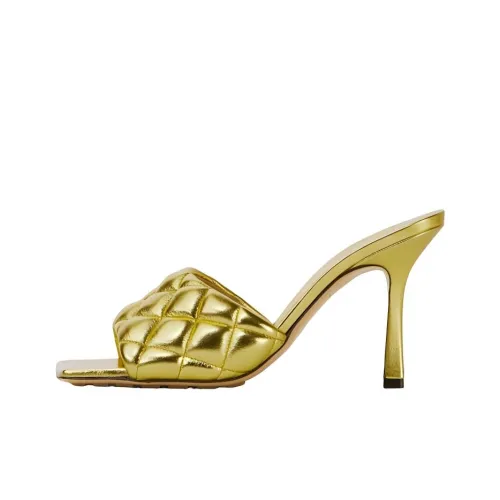 Bottega Veneta Утепленные Стильные Сандалии 9 см Женские Золотые
