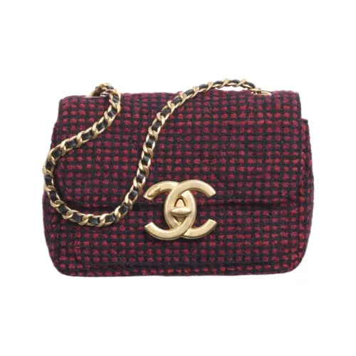 CHANEL Хлопок Сумка через плечо Мини Женская Бургунди Черная