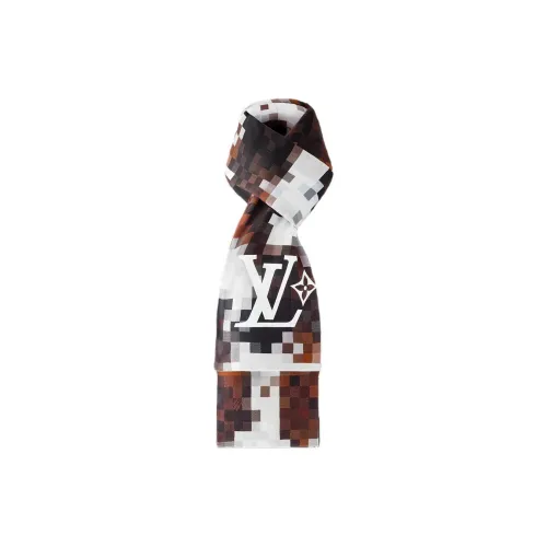 LOUIS VUITTON Хлопок Шелк Деним Палантины Мужской Коричневый