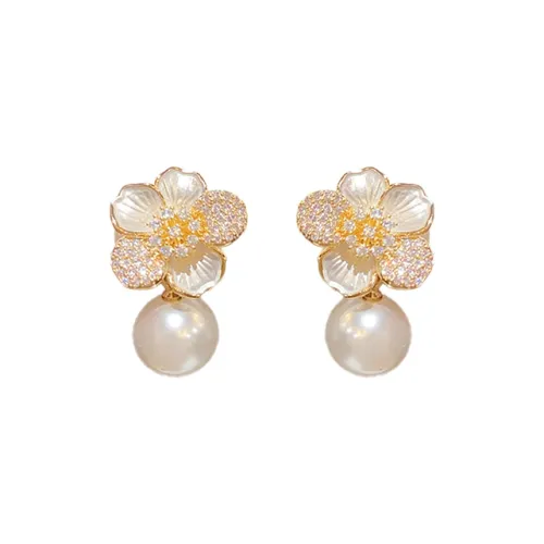 NATURALLYJOJO Серьги-гвоздики из серебра S925 с искусственным жемчугом и цирконием женские золотые