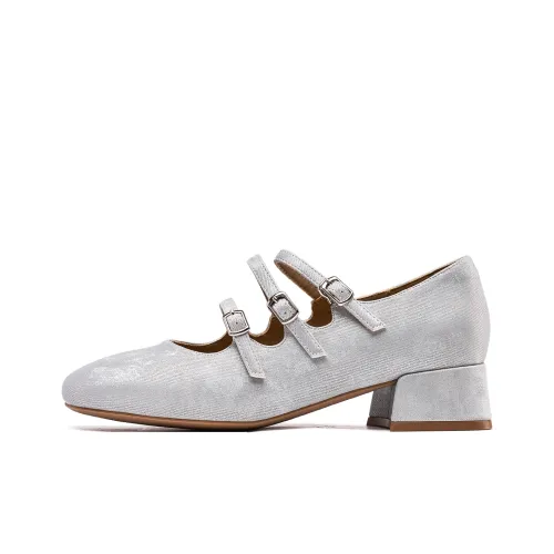 EBLAN Туфли Мэри Джейн Женские Серебряные