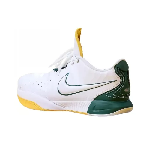 Nike Lebron 21 PE 'Baylor University' Противоскользящие Низкие Баскетбольные Кроссовки Мужские Белые Зеленые Желтые