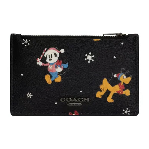 COACH Disney Коллаборация Кардкейс Холст Телячья кожа Кошелек Монетница Картхолдер Женские