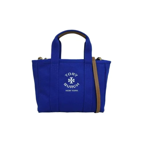 TORY BURCH Холст Тоут Сумка Сумка для покупок Сумка через плечо Сумка Маленькая Женская Синяя
