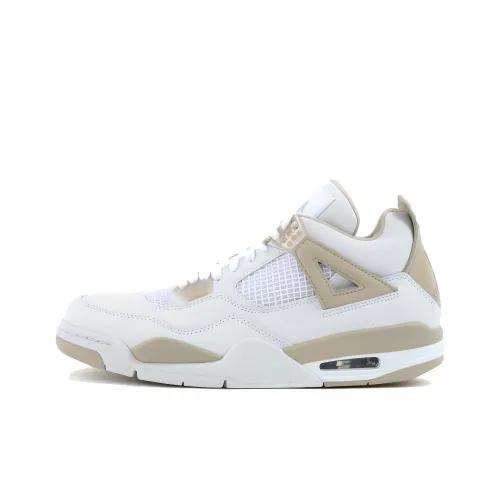 Jordan Air Джордан 4 Ретро Песочный Нескользящий Легкий MID Топ Винтажные баскетбольные кроссовки Женские Белые
