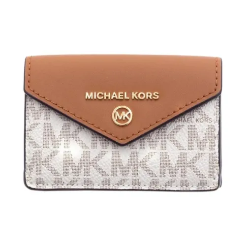 MICHAEL KORS Кошелек из ПВХ с покрытием из холста и вставками из кожи мини женский ванильный белый и жемчужный коричневый