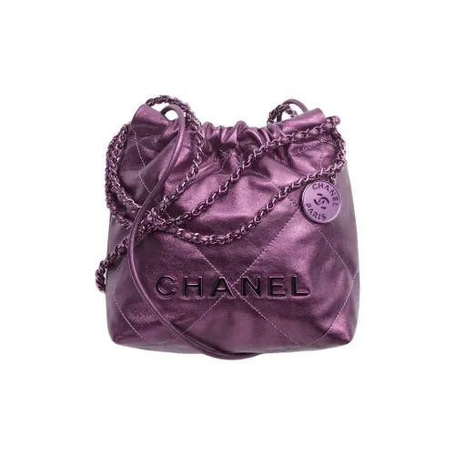 CHANEL 22Bag Lambskin Crossbody Bag Shoulder Bag Mini Women's Dark Purple