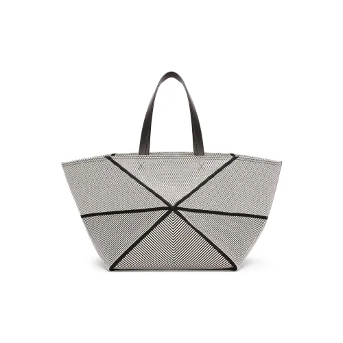 LOEWE Жаккард Холст с кожей Тоут Сумка Сумка для покупок Сумка на плечо Сумка Экстра-большая Женская Натуральная и Черная