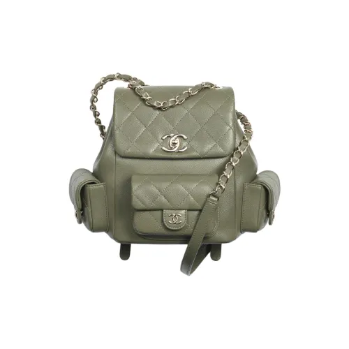 CHANEL Duma С рельефом Яркий Телячья кожа Рюкзак Женские Хаки