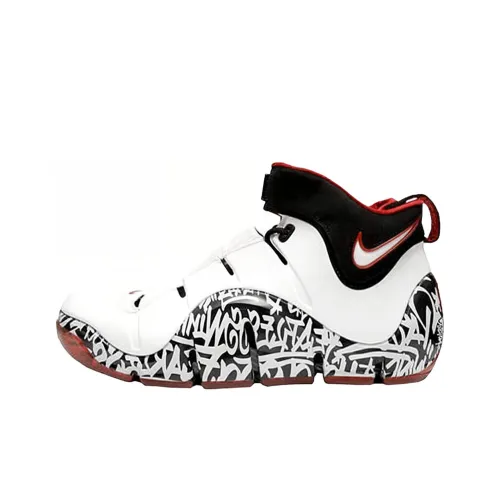 Nike Lebron 4 Graffiti NYC James Non-Slip Lightweight MID Top Vintage Баскетбольные Кроссовки Мужские Черный Белый