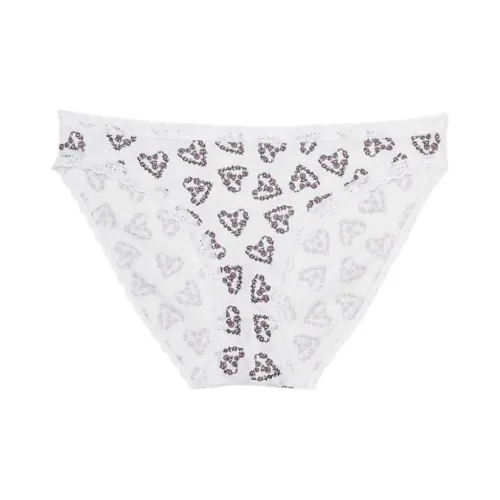 Victoria's Secret The LACIE Трусы Женские 1 Пачка Белый Подкладочная ткань Сердце Розовый С принтом