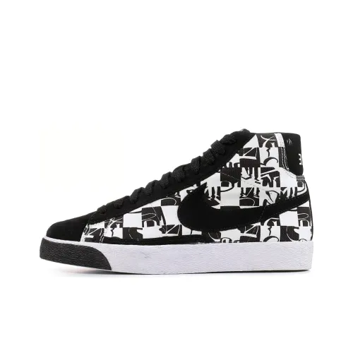 Stussy X NEIGHBORHOOD x Nike Blazer Черный MID Скейтборд Кроссовки Мужской Черный Белый Клетка