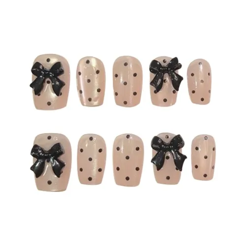 Meow Man A Polka Dot Butterfly False Nail Short LADDER Pink Smudge 15mm