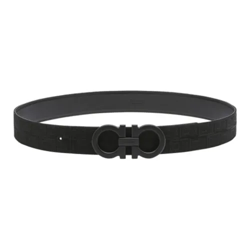 FERRAGAMO Телячья кожа ткань кожаные ремни мужской черный