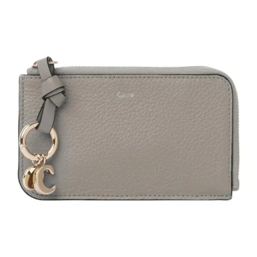 Chloe Alphabet с рельефным узором блестящий телячья кожа кошелек для монет маленький женский кашемир серый
